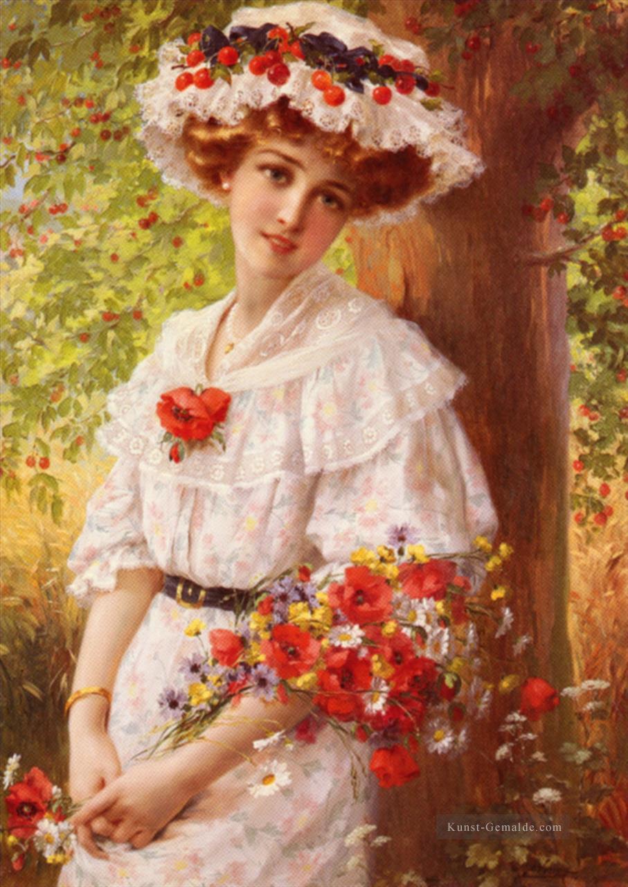 Unterm Kirschbaum Mädchen Emile Vernon impressionistische Blumen Ölgemälde